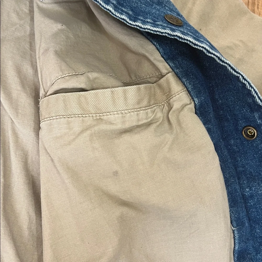 VTG Lee Denim & Beige Bomber Jacket with"OGE"& "POWER DELIVERY CONSTRUCTION" XXL - Picture 8 of 10